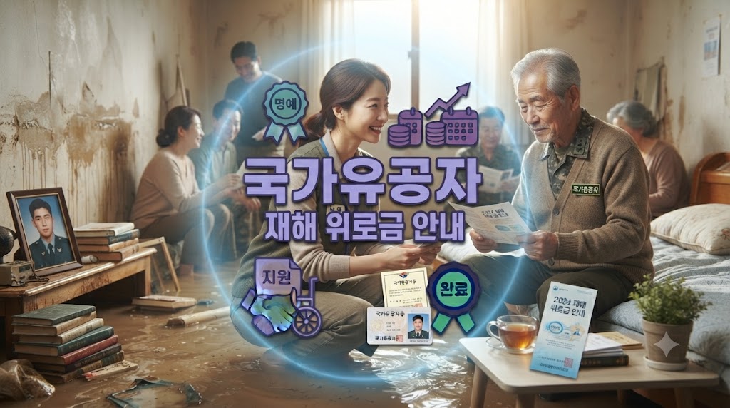 국가유공자 집에 홍수가 나서 집이 침수되어 재해위로금을 받는 모습