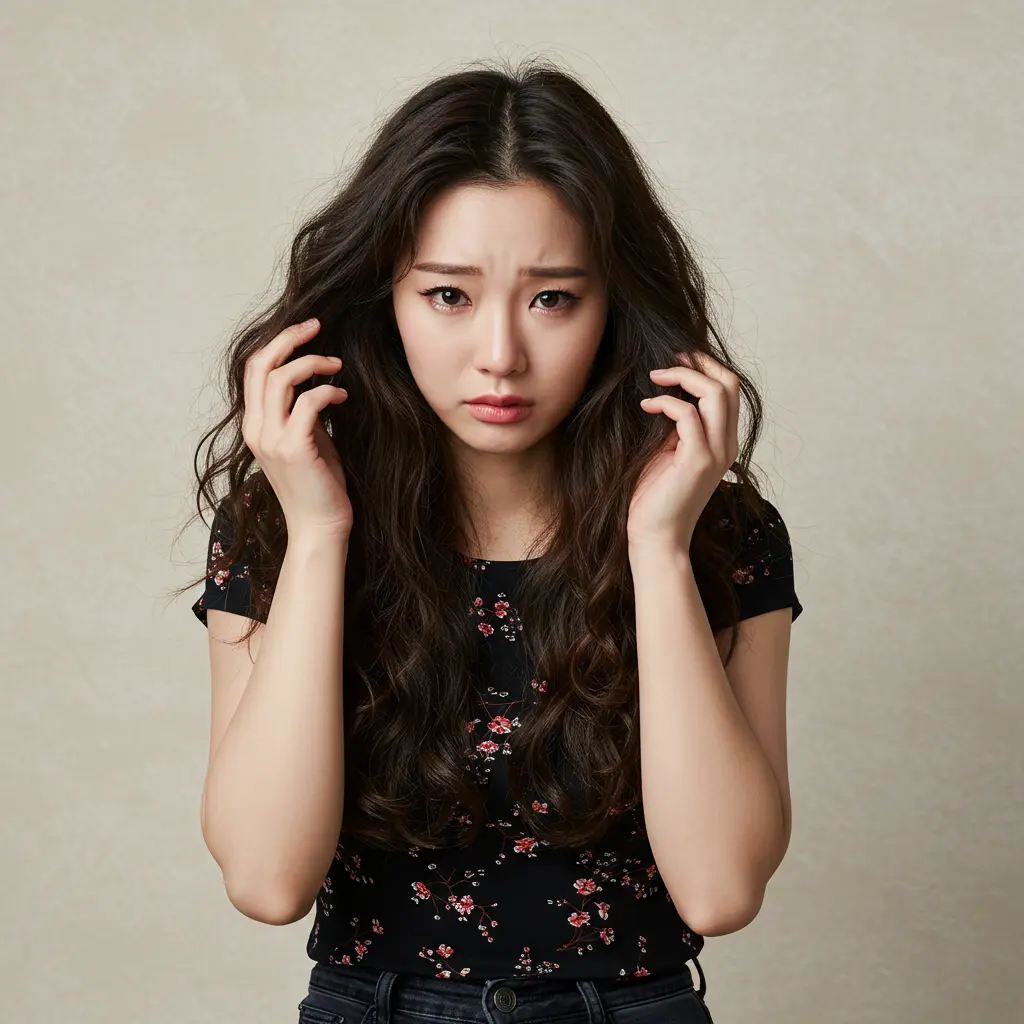 여성 호르몬 변화와 탈모 걱정하는 이미지