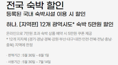 여행가는달 홈페이지 숙박쿠폰 내용입니다.