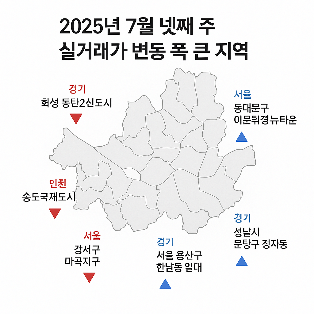2025년 7월 넷째 주 실거래가 변동 폭 큰 지역 TOP 5 📈