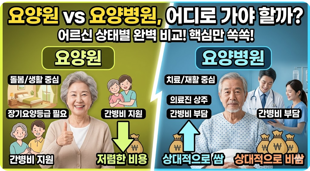 요양원 vs 요양병원 차이와 선택기준 썸네일
