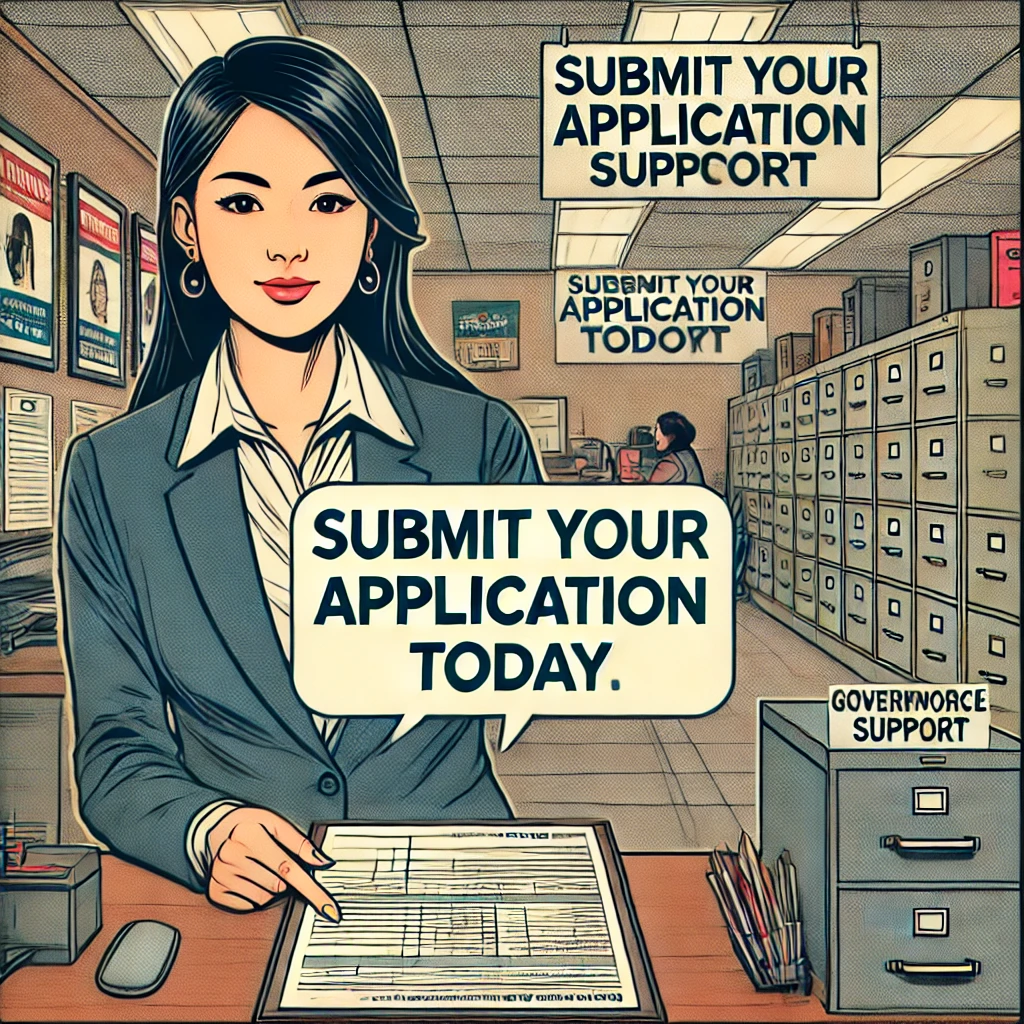 정부 지원 신청서를 제출하는 여성 사업가