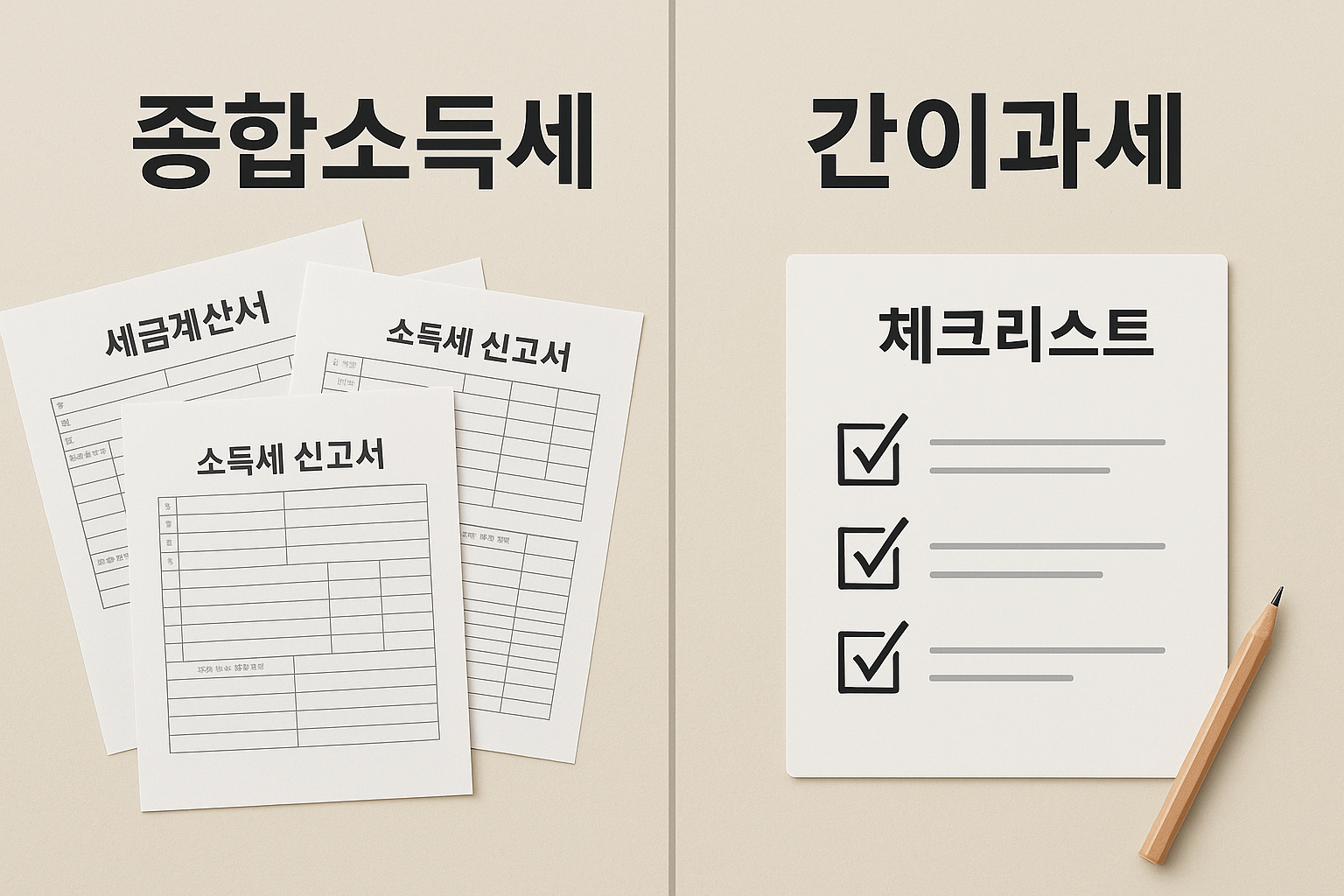 종합소득세와 간이과세를 비교하는 시각적 가이드