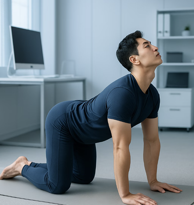 3. 등을 쭉 펴주는 ‘고양이-소 자세’