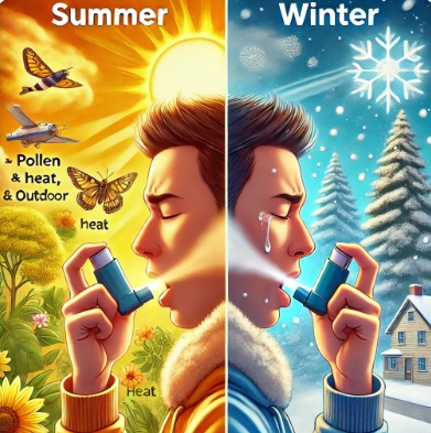 여름과 겨울 천식 관련 이미지