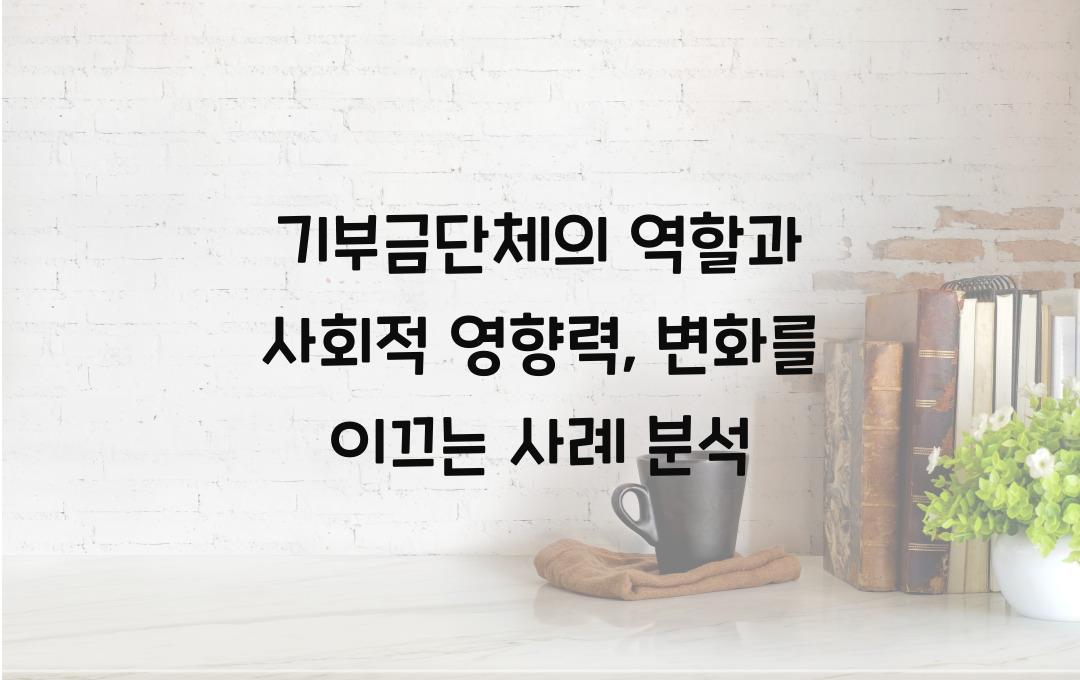 기부금단체의 역할과 사회적 영향력