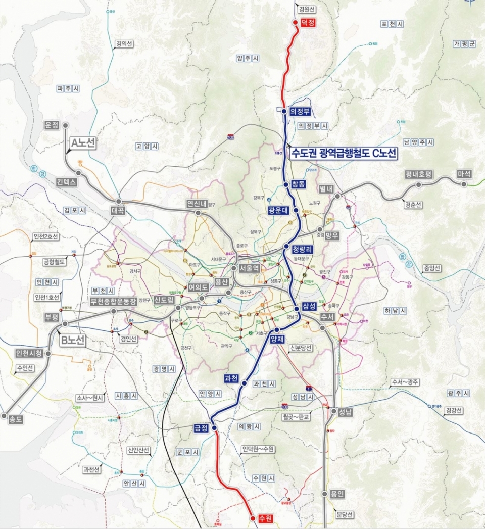 GTX C 노선도 &#124; 수도권 광역급행철도(GTX C)