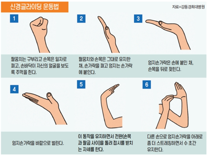 신경글라이딩 운동법. 손목스트레칭