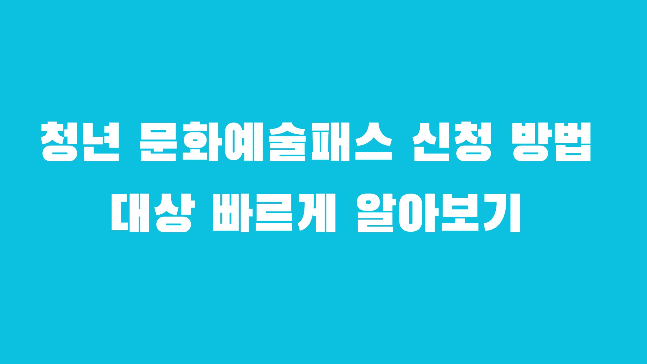 청년 문화예술패스 신청