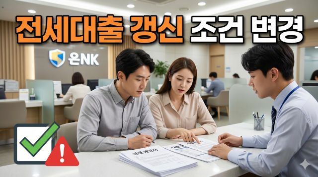 전세자금대출 갱신 시 소득 조건과 한도 변경 사항을 확인하는 모습