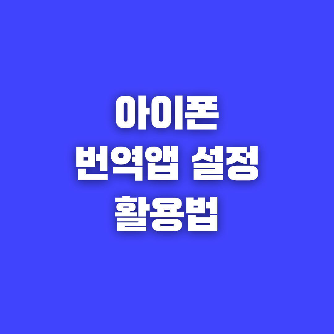 아이폰 번역 앱 설정과 활용법