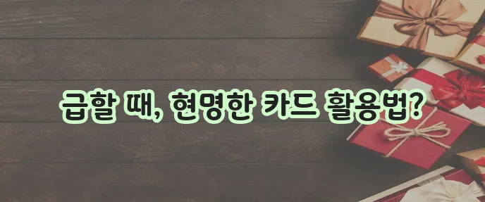신용카드 단기 대출 유용하게 이용하는 방법 알아두세요!