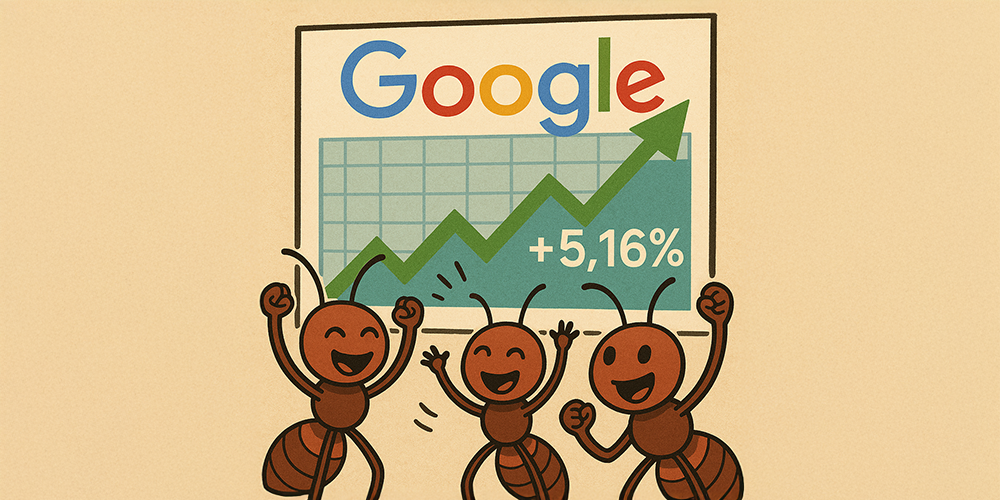 구글 주가가 올라서 기뻐하는 개미들