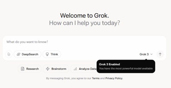 그록3(Grok3) 웹사이트 페이지 모습