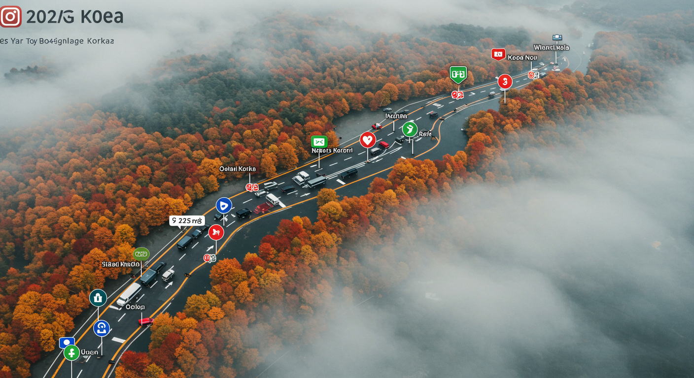 혼잡 시간대와 주요 구간을 표시한 고속도로 지도