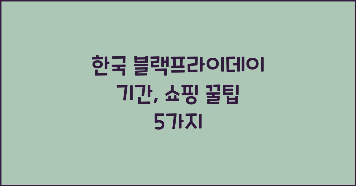 한국 블랙프라이데이 기간