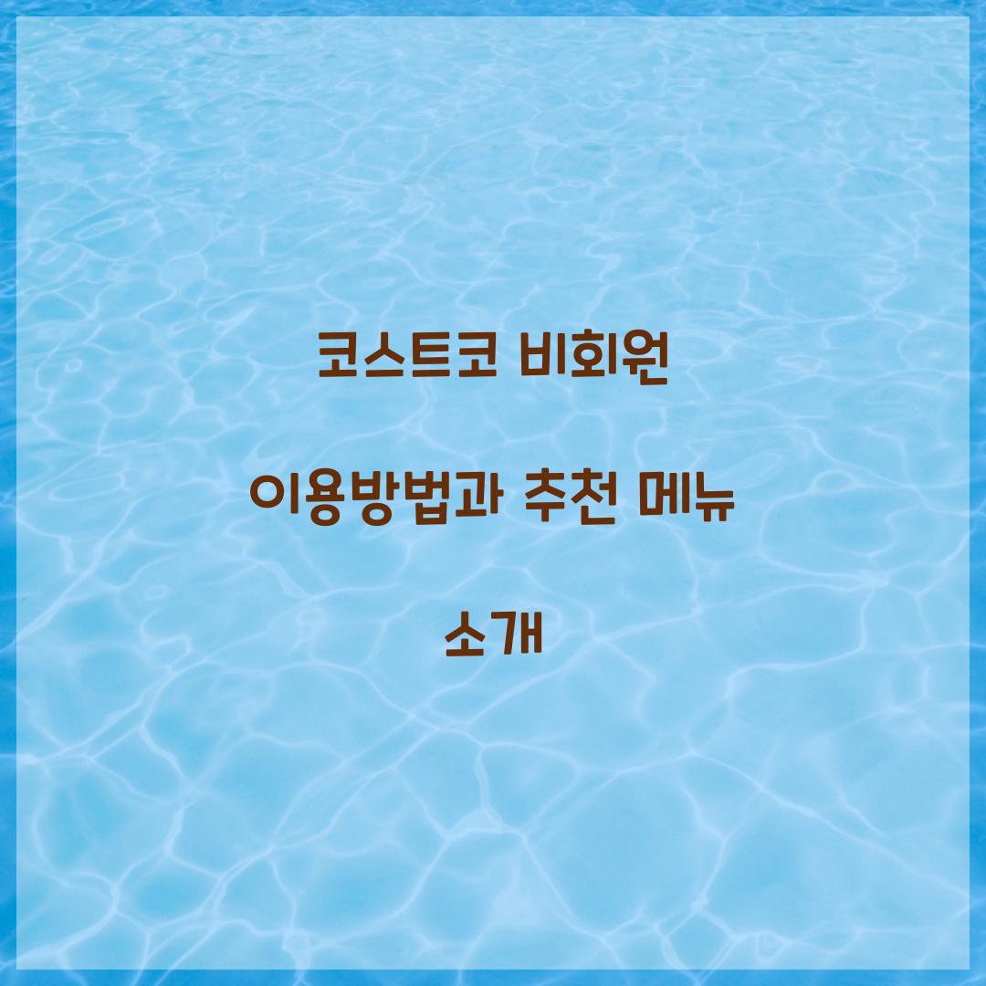 코스트코 비회원 이용방법