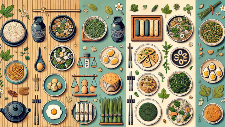 봄철 전통 음식 vs 현대 음식 관련 이미지