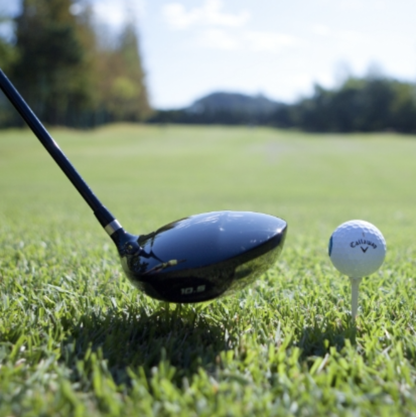 골프장 그린위에 드라이브와 골프공이 있는 모습의 이미지