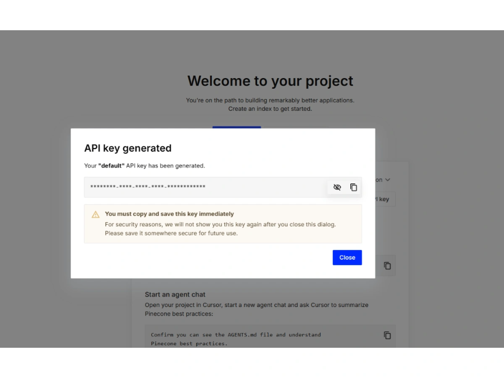 API ํค๋ฅผ ์ค์ -AI ๋ฐ์ดํฐ ๋ฒ ์ด์ค ํ์ฉ