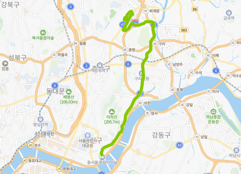 구리-서울-78번-버스-노선-지도