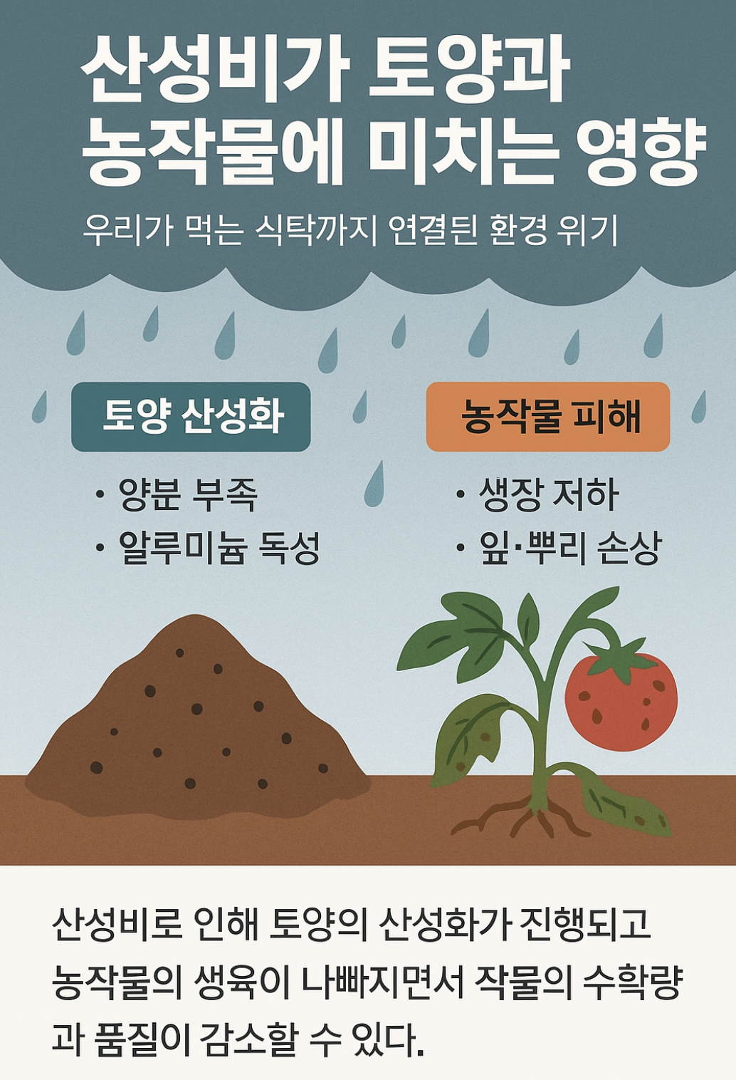 산성비가 토양과 농작물에 미치는 영향