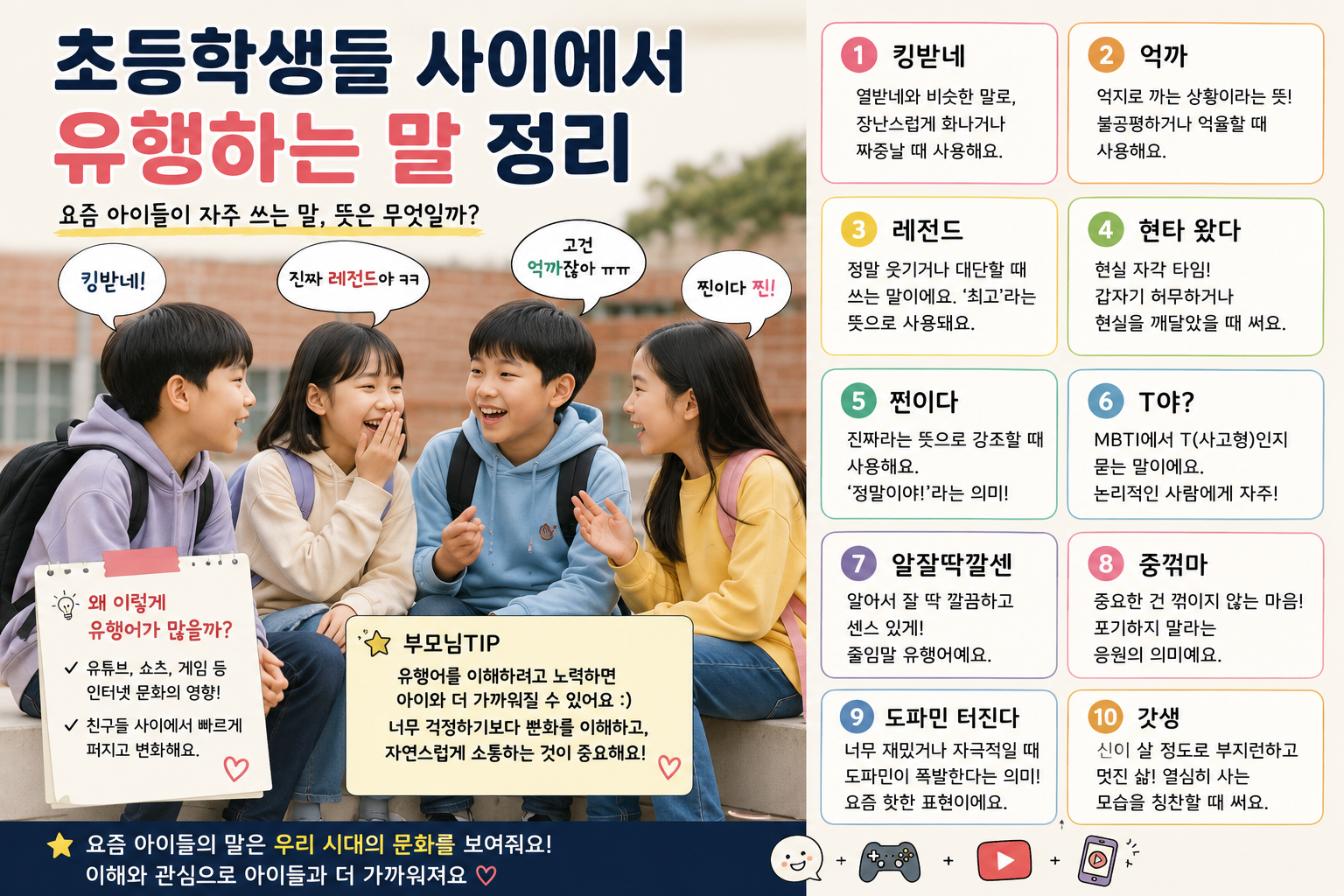 요즘 초등학생들이 자주 쓰는 유행어 모음