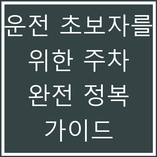 운전 초보자를 위한 주차 완전 정복 가이드