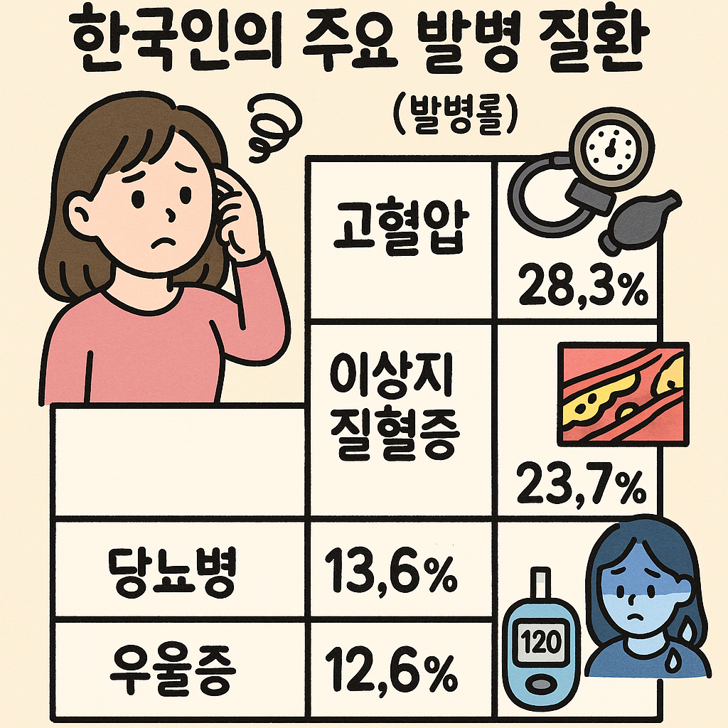 한국인의 주요 질병과 예방 음식 가이드 (발병률, 건강, 영양)
