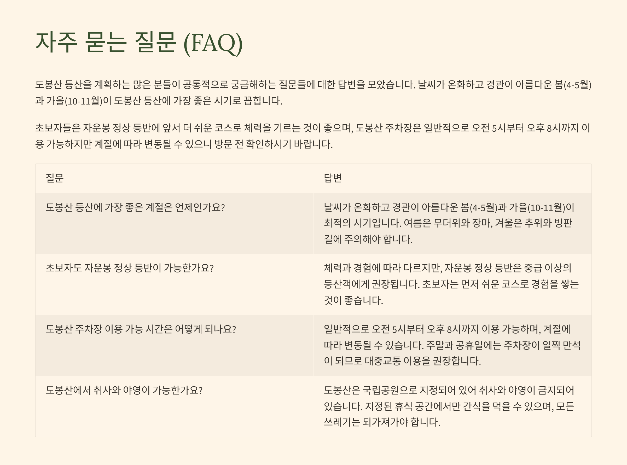 도봉산의 좋은 코스 및 도봉산의 유명한 코스 추천