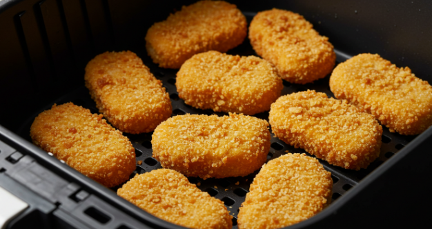 치킨너겟을 에어프라이어에 가지런히 담기