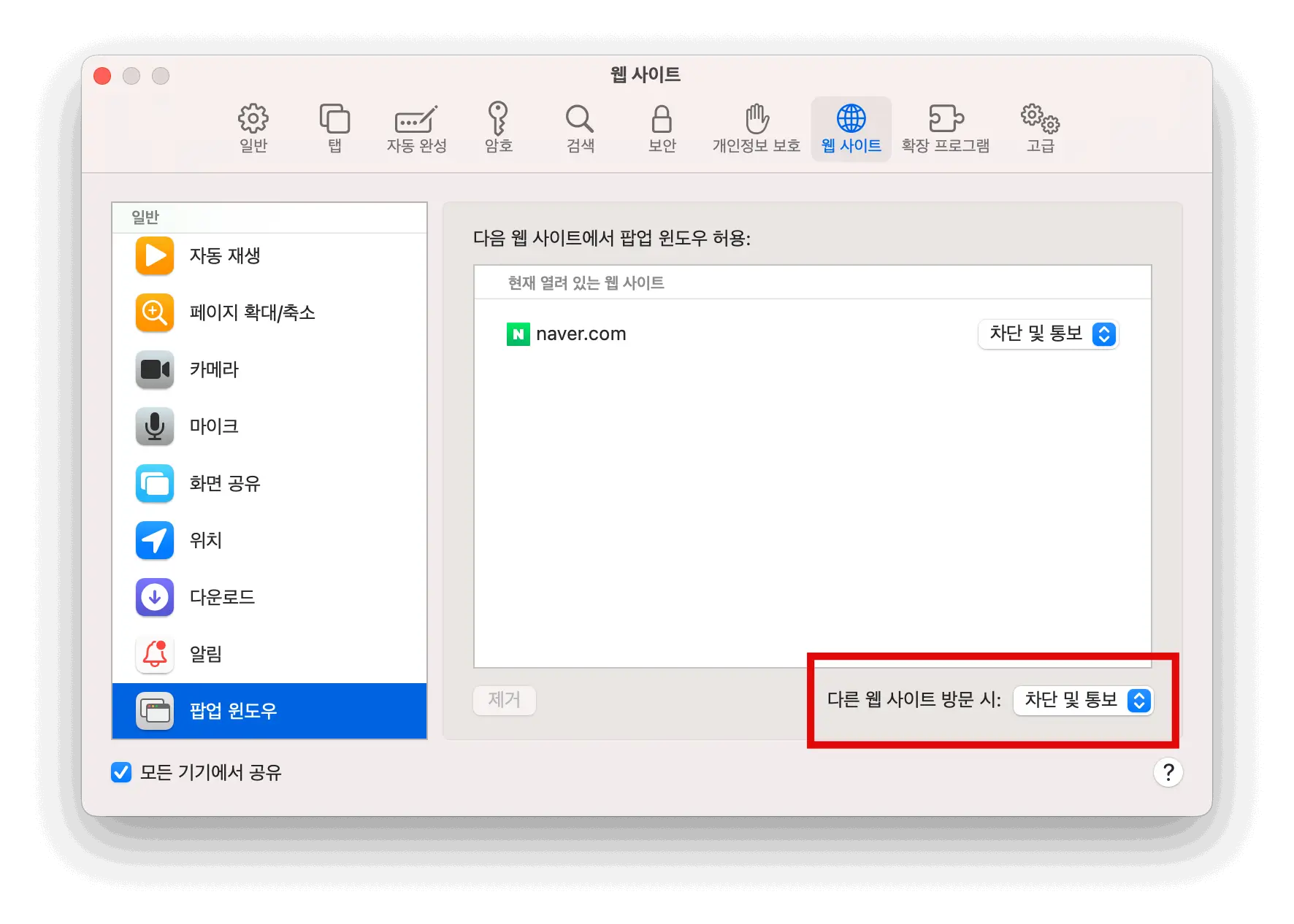 웹 사이트 팝업 윈도우