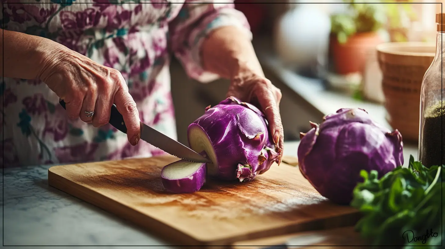 콜라비-효능을-극대화하기-위해-콜라비를-도마-위에-올려-요리를-하는-모습