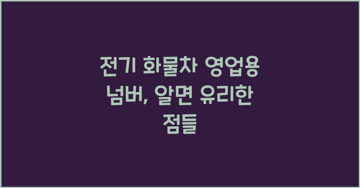 전기 화물차 영업용 넘버