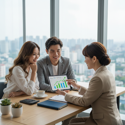 2026년 ISA 계좌 개편 및 비과세 한도 상향 정보를 전문가에게 상담받는 신혼부부 이미지