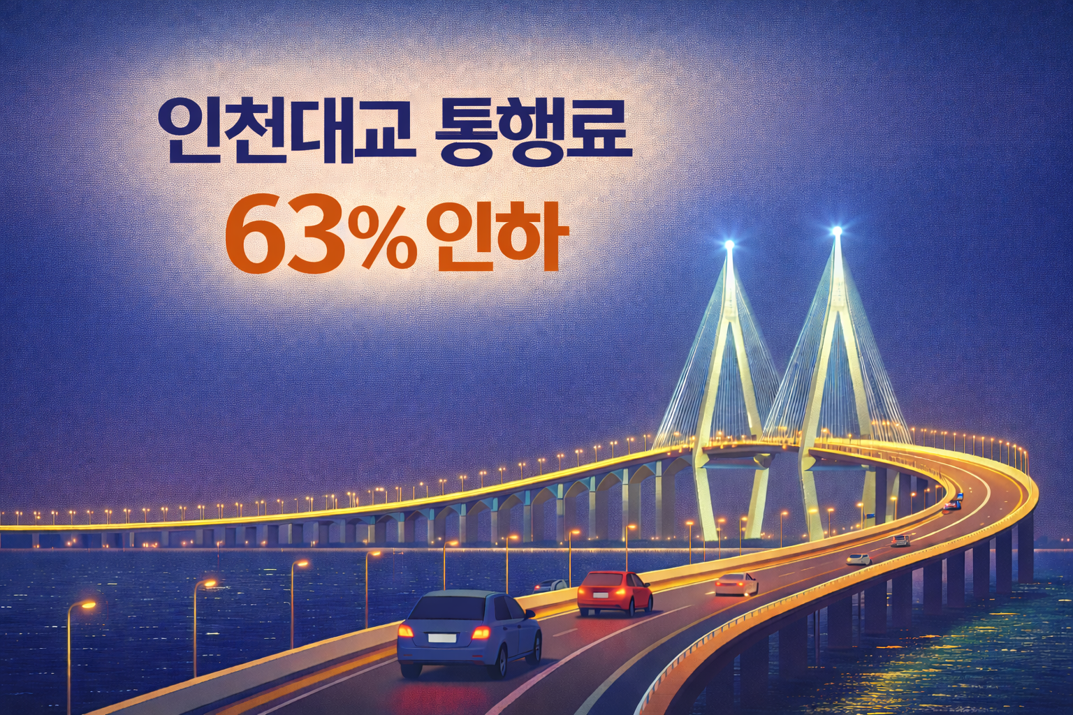 인천대교 통행료 63% 인하 차종별 가이드