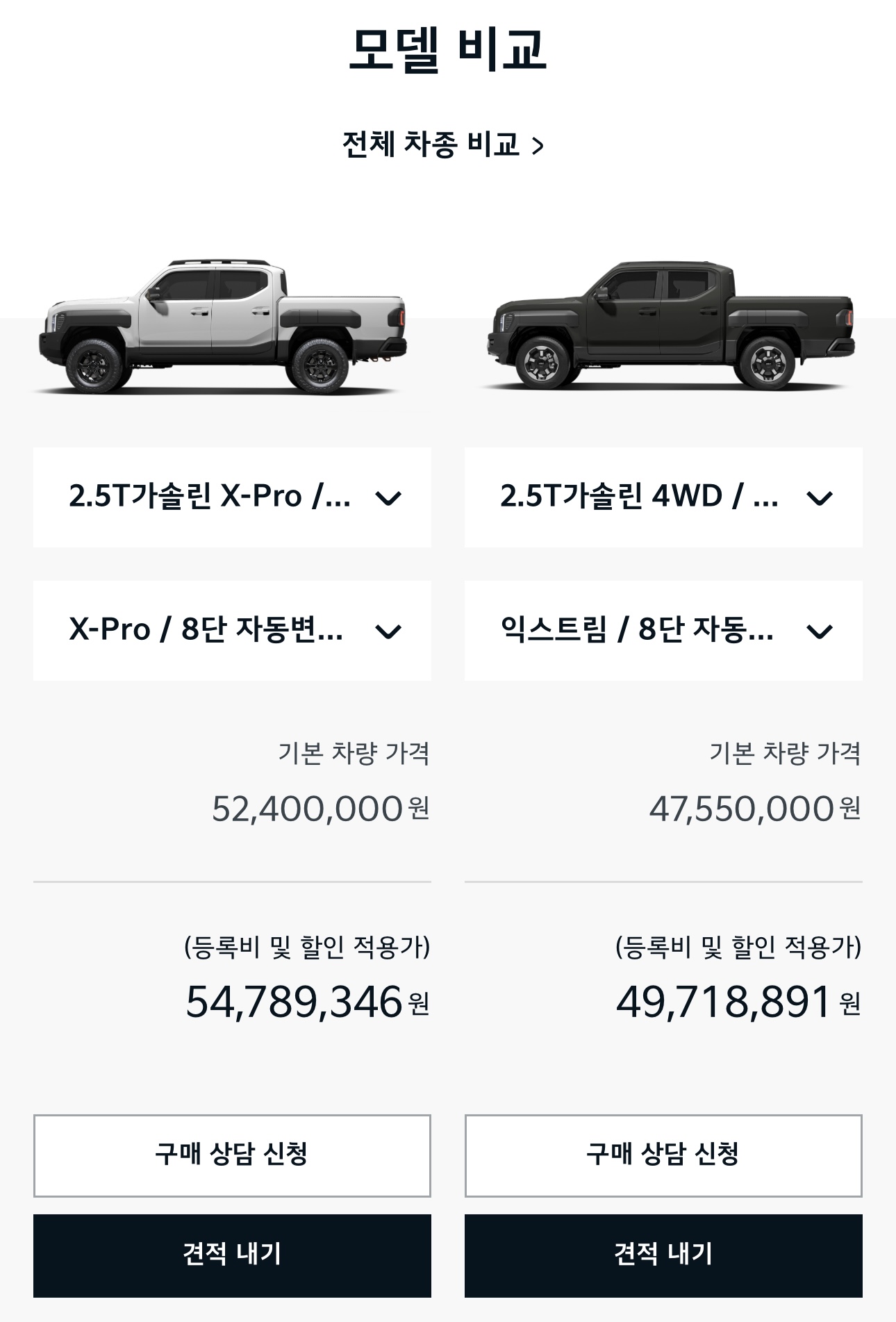 기아 타스만 vs 포드 레인저 비교