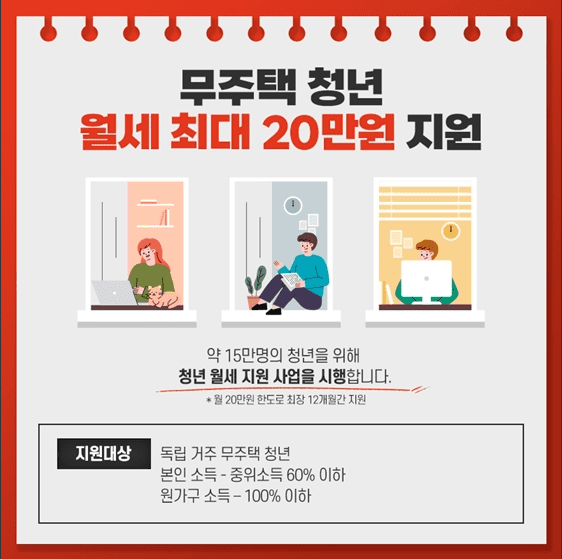 청년 월세 한시 특별지원 신청 자격 방법