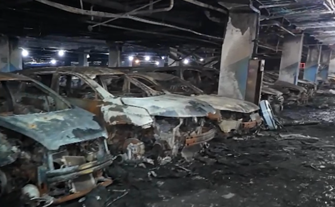 전기차 화재로 불타버린 자동차들