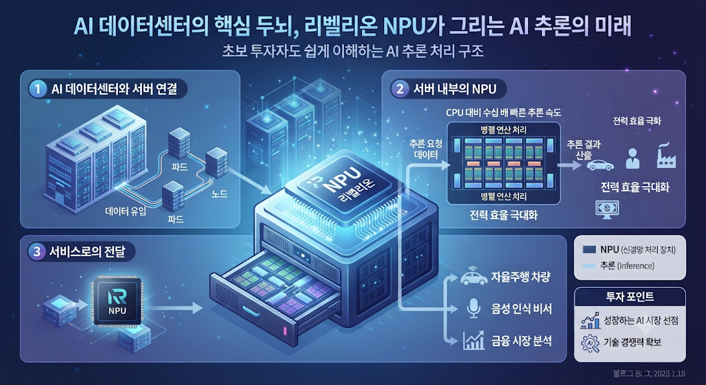 리벨리온 NPU와 AI 데이터센터의 연결 구조를 보여주는 인포그래픽