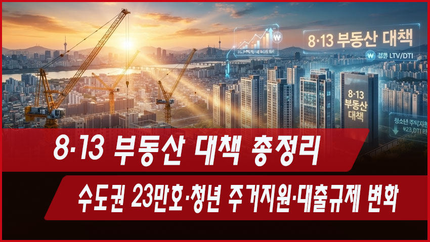 8·13 부동산 대책 총정리|수도권 23만호·청년 주거지원·대출규제 변화