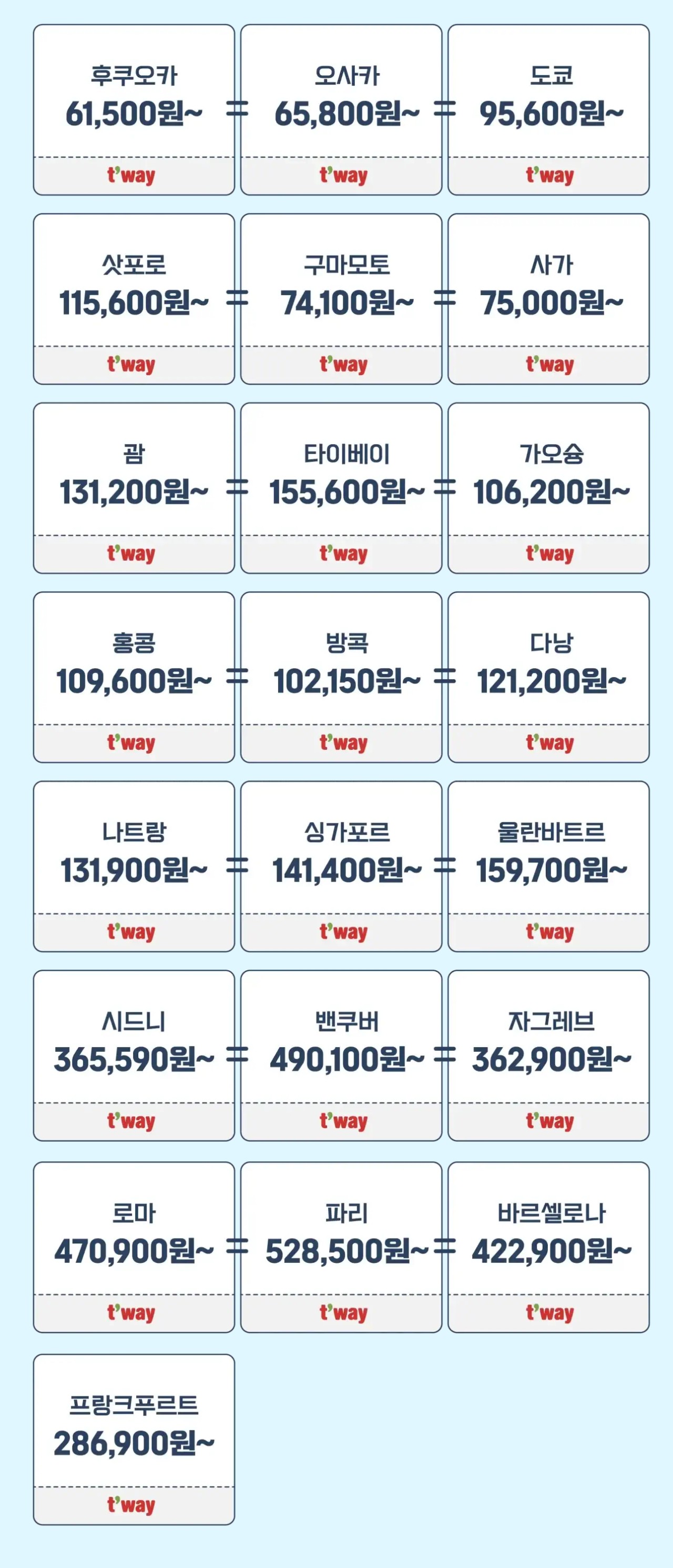 티웨이항공 호텔스컴바인 프로모션 금액 안내