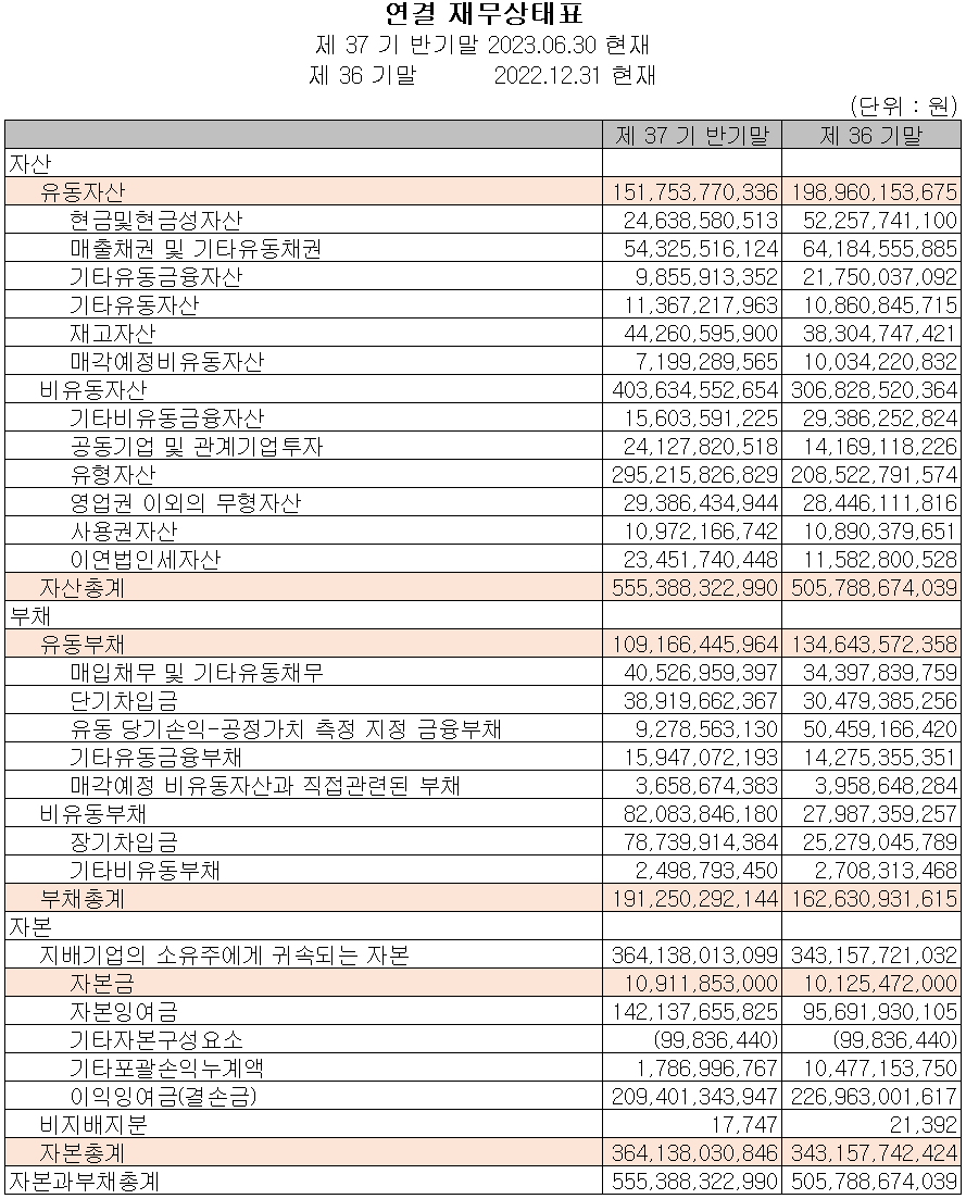 자화전자 - 재무상태표