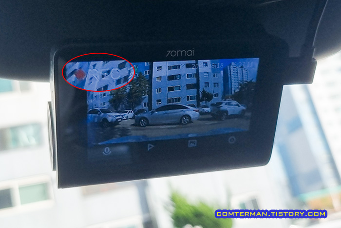 70mai A800S 영상 녹화 중 표시