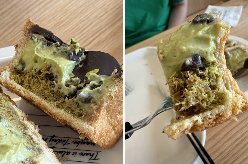 두바이초콜릿 번 단면 모습