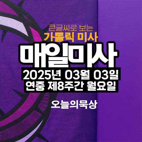 2025년 3월 3일 매일미사 연중 제8주간 월요일 오늘의 묵상