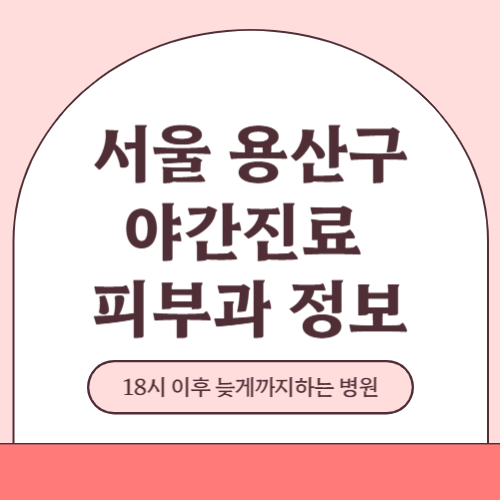 서울 용산구 야간진료 피부과 병원 (18시 이후 늦게까지하는 병원)