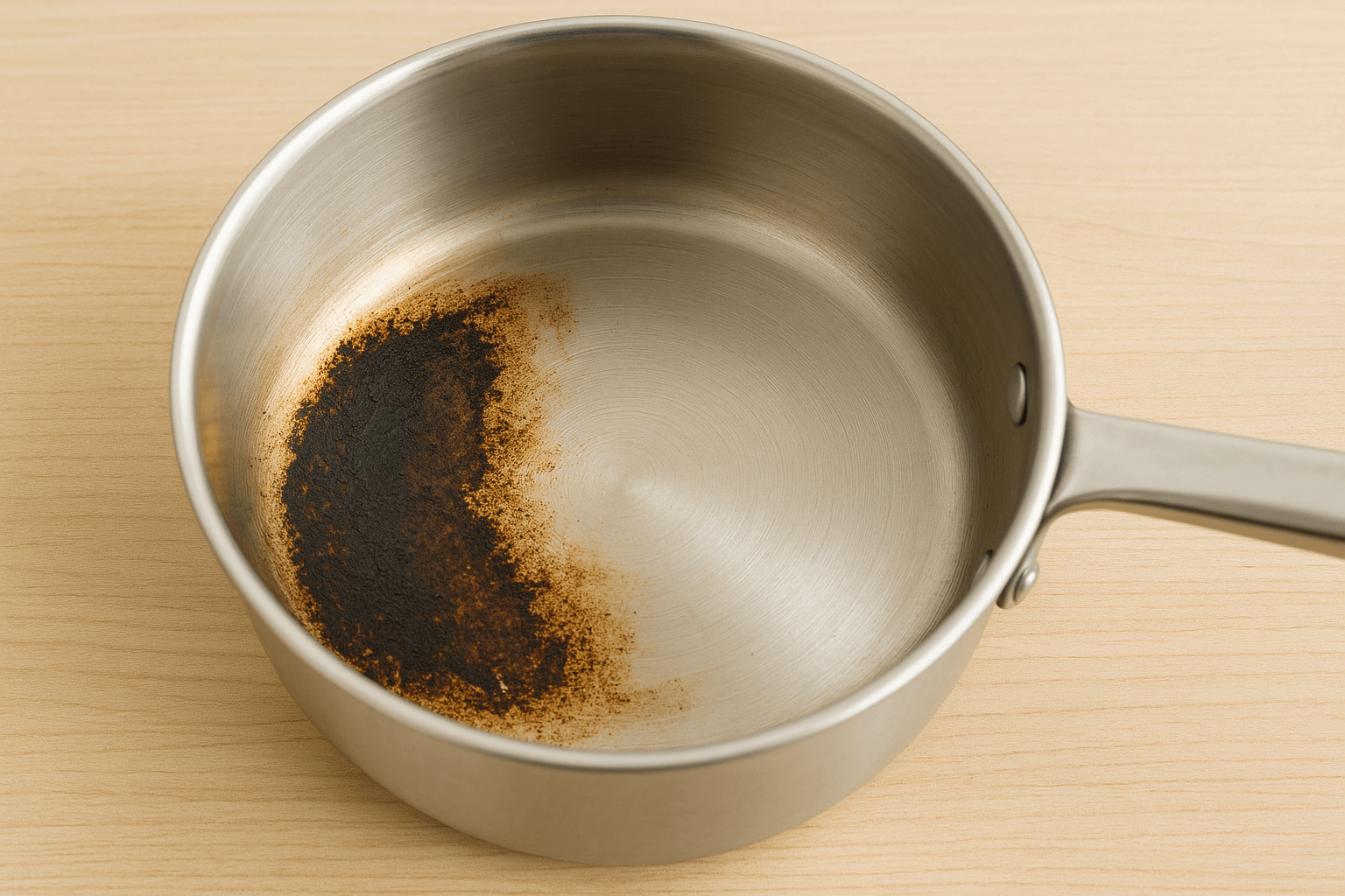 스테인리스 냄비에 생긴 탄 자국 모습