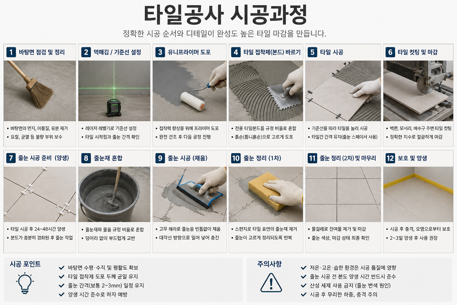 타일공사 시공과정