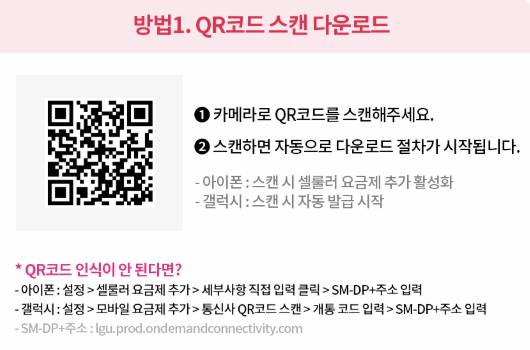eSIM 셀프개통 절차 이미지